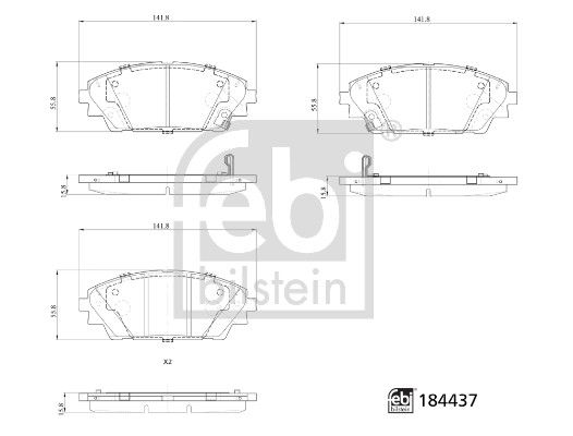 Bremsbelagsatz Bremsbeläge FEBI BILSTEIN 184437