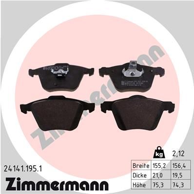 Bremsbelagsatz Bremsbeläge ZIMMERMANN 24141.195.1