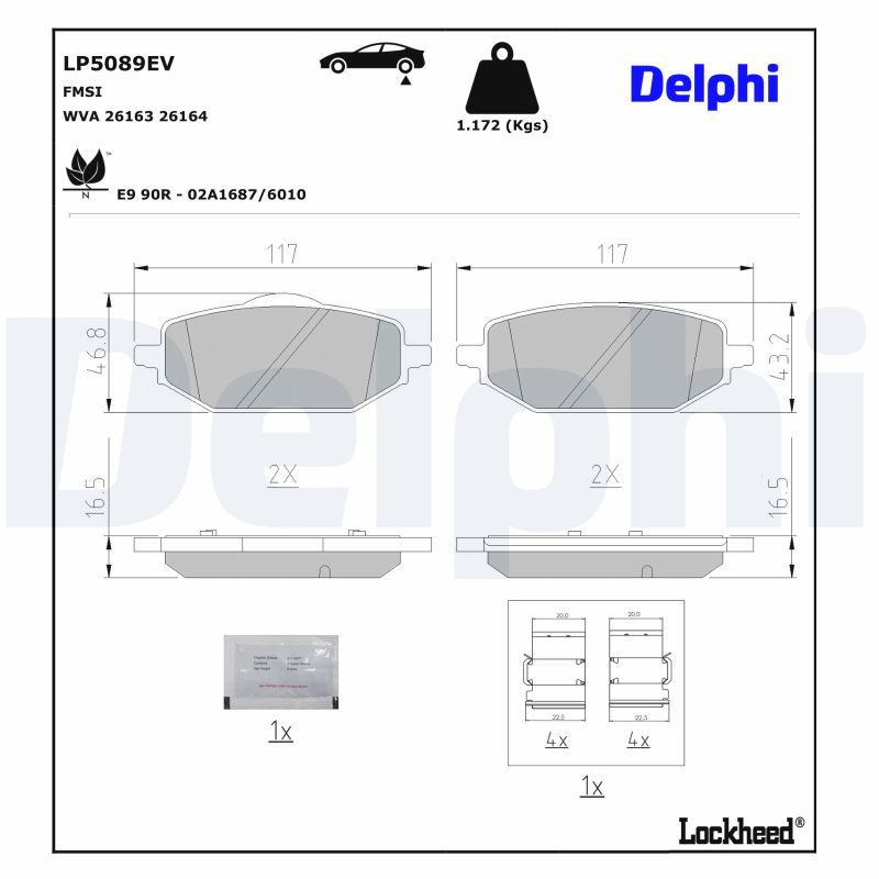 Bremsbelagsatz, Scheibenbremse DELPHI LP5089EV