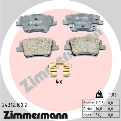 Bremsbelagsatz Bremsbeläge ZIMMERMANN 24312.160.2
