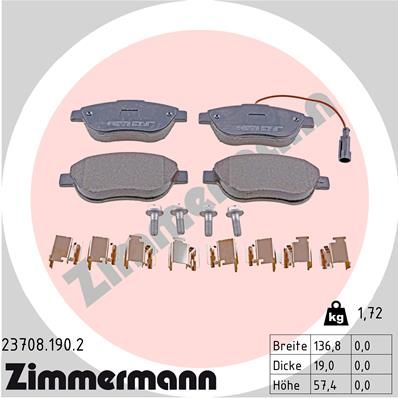 Bremsbelagsatz Bremsbeläge ZIMMERMANN 23708.190.2