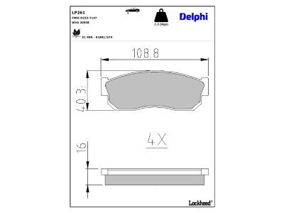 Bremsbelagsatz, Scheibenbremse DELPHI LP261