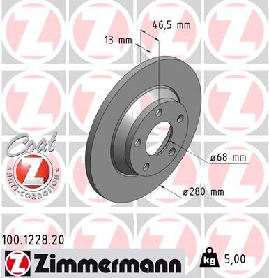 Bremsscheibe ZIMMERMANN 100.1228.20