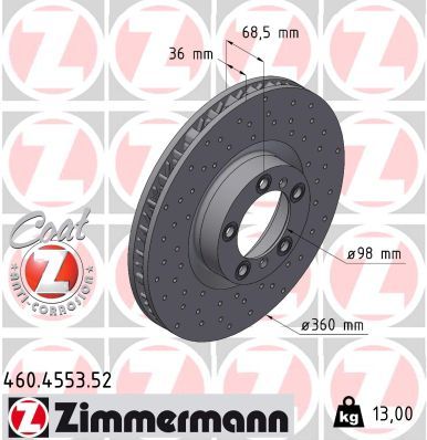 Bremsscheibe ZIMMERMANN 460.4553.52