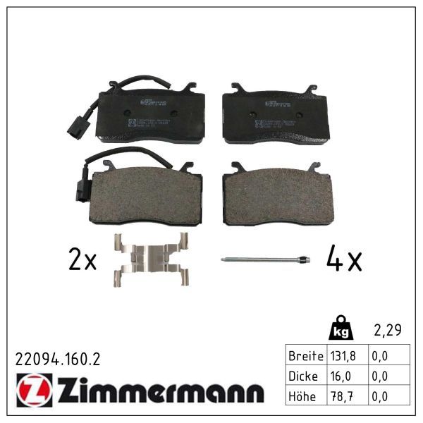 Bremsbelagsatz, Scheibenbremse ZIMMERMANN 22094.160.2