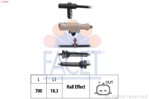 Sensor, Raddrehzahl FACET 21.0256