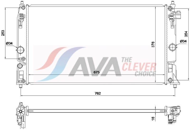 Kühler, Motorkühlung AVA QUALITY COOLING TO2808