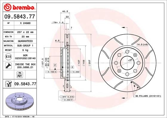 Bremsscheibe BREMBO 09.5843.77