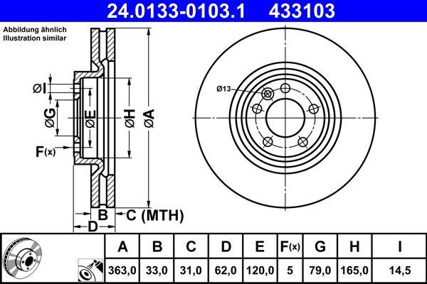 Bremsscheibe Ate 24.0133-0103.1