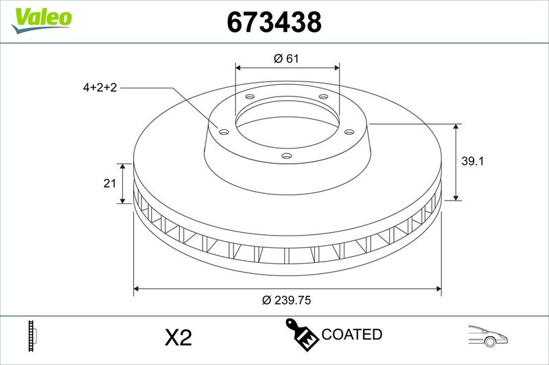 Bremsscheibe VALEO 673438