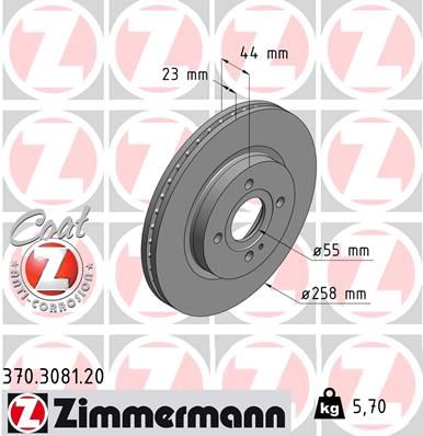 Bremsscheibe ZIMMERMANN 370.3081.20