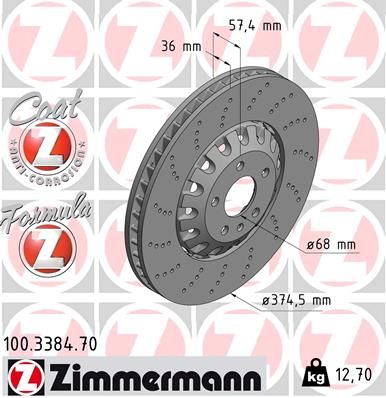 Bremsscheibe ZIMMERMANN 100.3384.70