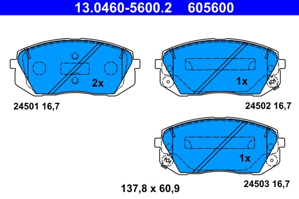 Bremsbelagsatz, Scheibenbremse ATE 13.0460-5600.2
