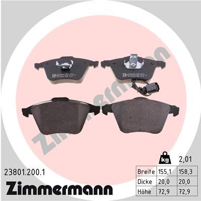Bremsbelagsatz Bremsbeläge ZIMMERMANN 23801.200.1