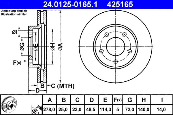 Bremsscheibe ATE 24.0125-0165.1