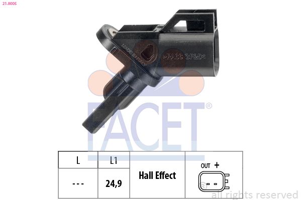 Sensor, Raddrehzahl FACET 21.0005