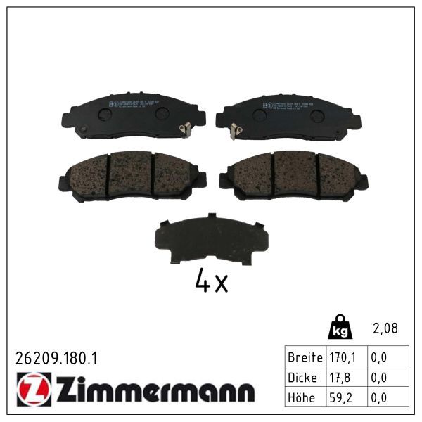 Bremsbelagsatz, Scheibenbremse ZIMMERMANN 26209.180.1