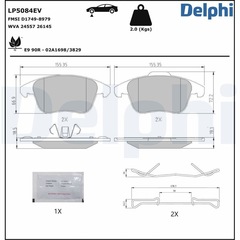 Bremsbelagsatz, Scheibenbremse DELPHI LP5084EV
