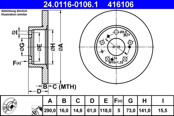 Bremsscheibe ATE 24.0116-0106.1