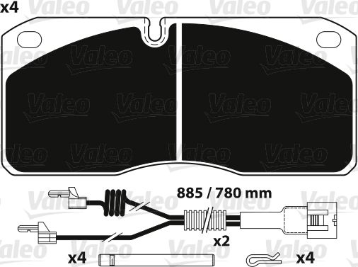 Bremsbelagsatz, Scheibenbremse VALEO 882255