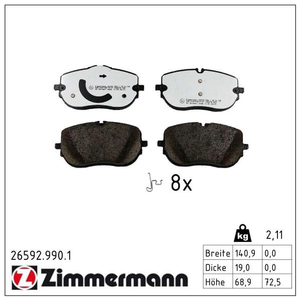 Bremsbelagsatz, Scheibenbremse ZIMMERMANN 26592.990.1