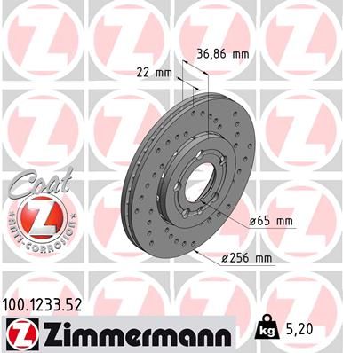 Bremsscheibe ZIMMERMANN 100.1233.52
