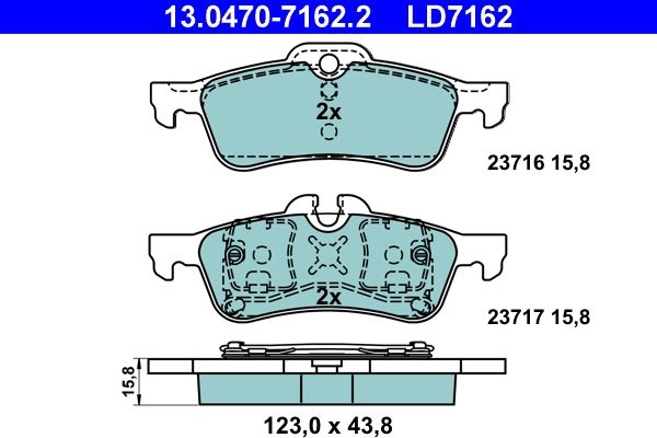 Bremsbelagsatz, Scheibenbremse ATE 13.0470-7162.2