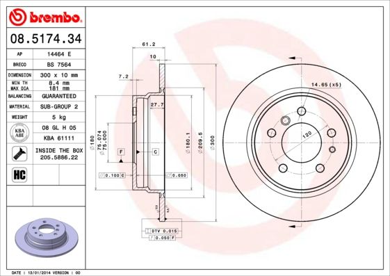 Bremsscheibe BREMBO 08.5174.34