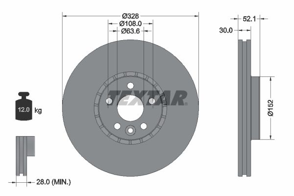 Bremsscheibe TEXTAR 92196303