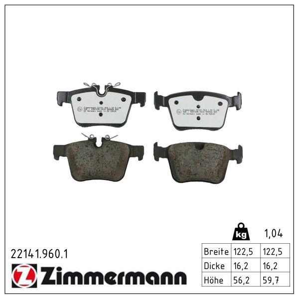 Bremsbelagsatz, Scheibenbremse ZIMMERMANN 22141.960.1
