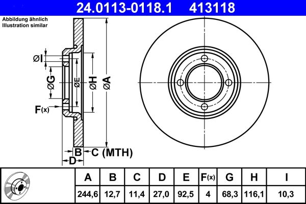 Bremsscheibe Ate 24.0113-0118.1