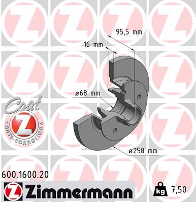 Bremsscheibe ZIMMERMANN 600.1600.20