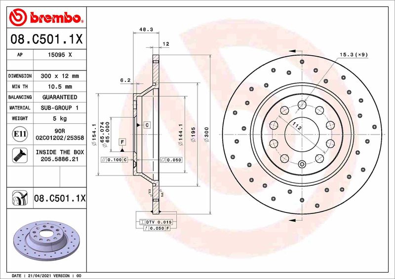 Bremsscheibe BREMBO 08.C501.1X