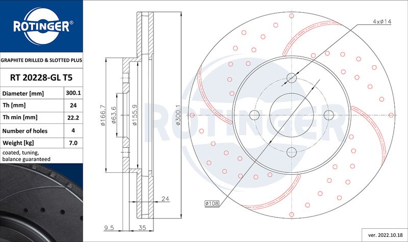 Bremsscheibe ROTINGER rt 20228-gl t5