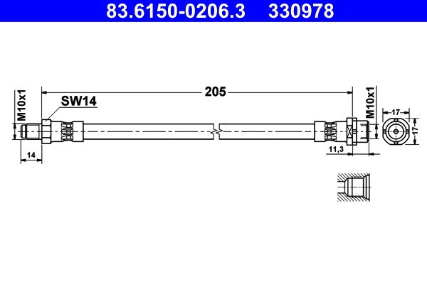 Bremsschlauch ATE 83.6150-0206.3