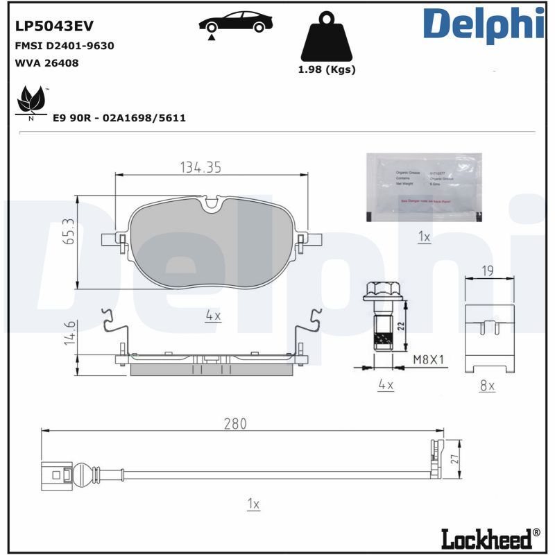 Bremsbelagsatz, Scheibenbremse DELPHI LP5043EV