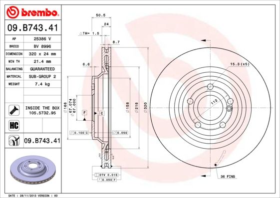 Bremsscheibe BREMBO 09.b743.41