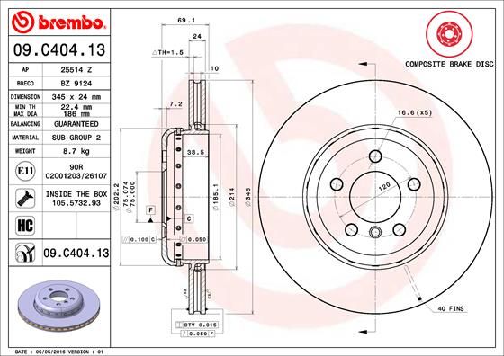 Bremsscheibe BREMBO 09.C404.13