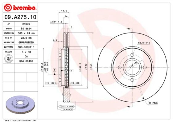 Bremsscheibe BREMBO 09.A275.10