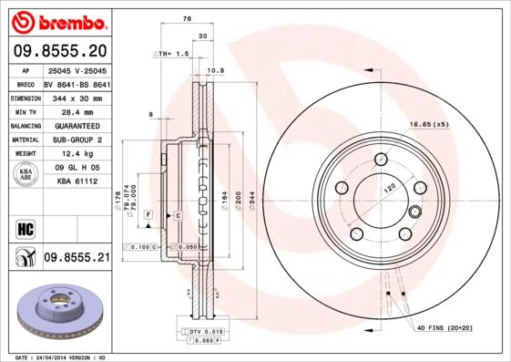 Bremsscheibe BREMBO 09.8555.21