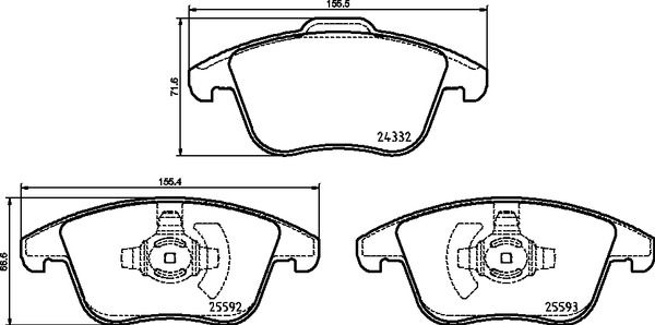 Bremsbelagsatz, Scheibenbremse BREMBO P 24 211