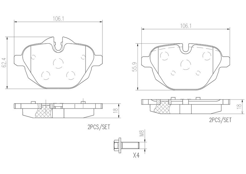 Bremsbelagsatz Bremsbeläge BREMBO P06064NX