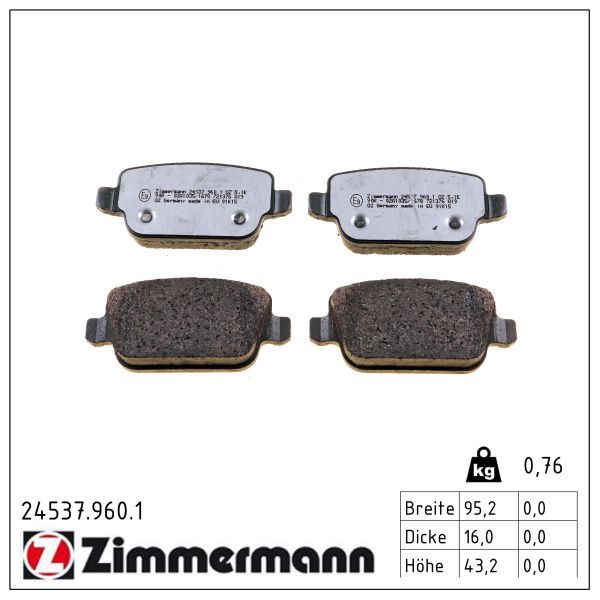 Bremsbelagsatz, Scheibenbremse ZIMMERMANN 24537.960.1