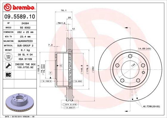 Bremsscheibe BREMBO 09.5589.10