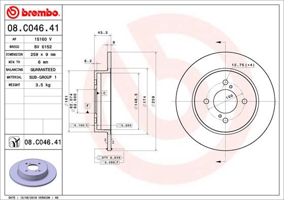 Bremsscheibe BREMBO 08.C046.41