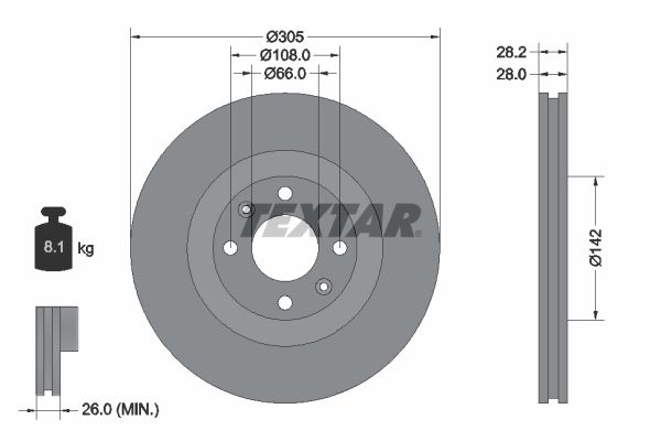 Bremsscheibe TEXTAR 92097103