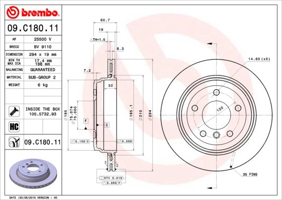 Bremsscheibe BREMBO 09.c180.11