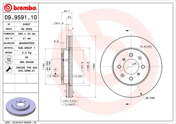 Bremsscheibe BREMBO 09.9591.10