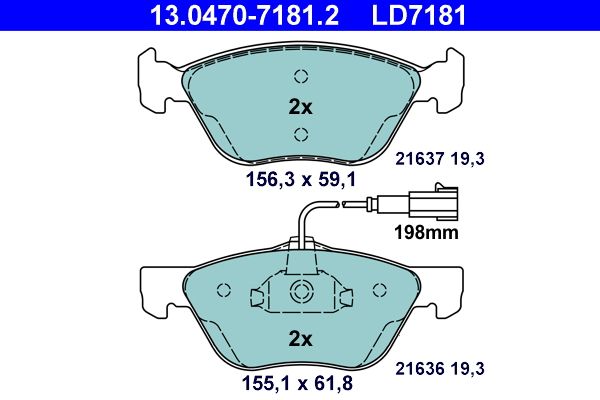 Bremsbelagsatz, Scheibenbremse ATE 13.0470-7181.2