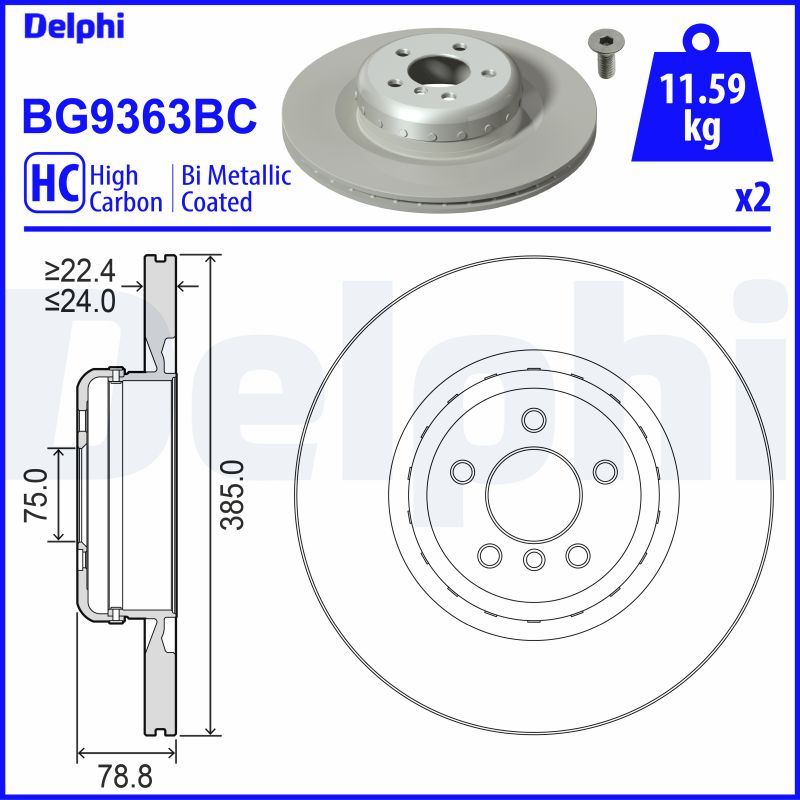 Bremsscheibe DELPHI BG9363BC